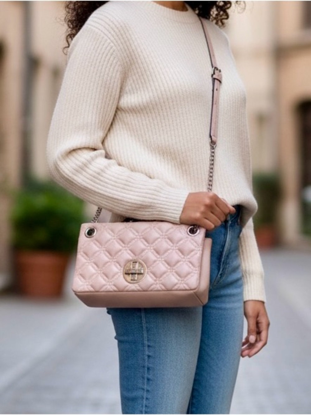 Kate Spade Pink Quilted Leather Crossbody Bag